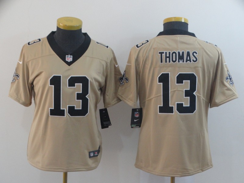Women's New Orleans Saints #13 Michael Thomas Gold Inverted Legend Stitched NFL Jersey(Run Small)